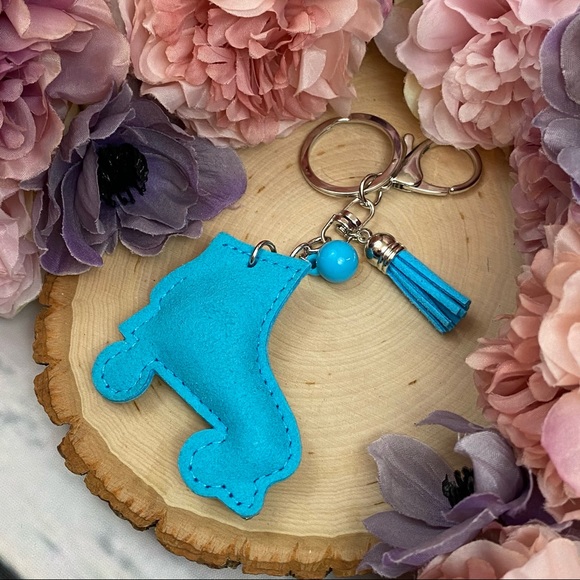 Blue Rhinestone Roller Skate and Tassel Keychain - Picture 8 of 9